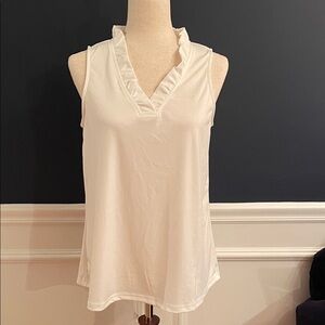 Top It Off Sleeveless Ruffle V-Neck Top - Cream